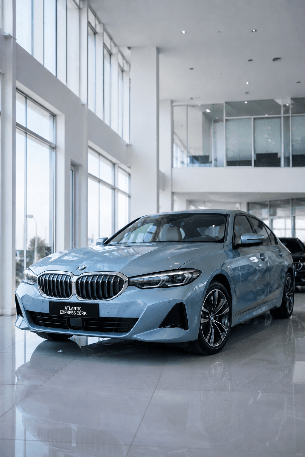 Седан BMW 3 серії у світлому автосалоні Atlantic Express Corp.